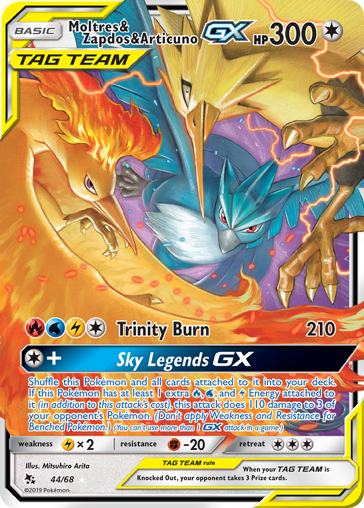 Moltres & Zapdos & Articuno GX (44/68) [Sun & Moon: Hidden Fates]