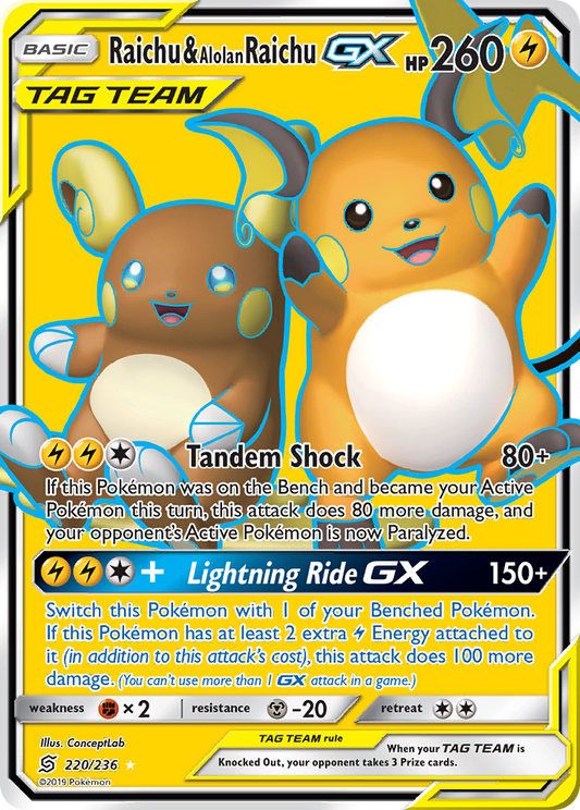 Raichu & Alolan Raichu GX (220/236) [Sun & Moon: Unified Minds]